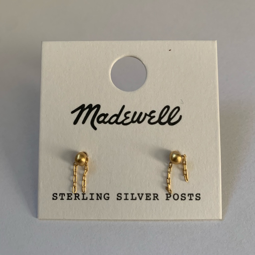 Madewell Chaindrop Gold Stud Earrings